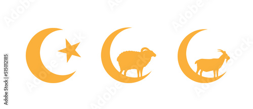 Eid al-Adha, Eid ul-Adha mubarak. Kurban Bayrami, Kurban Bajram muslim festival icons