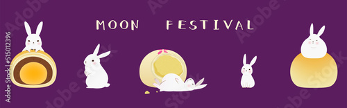 A bite of the moon cake. Different flavors of Taiwanese puff pastry moon cake and rabbit.