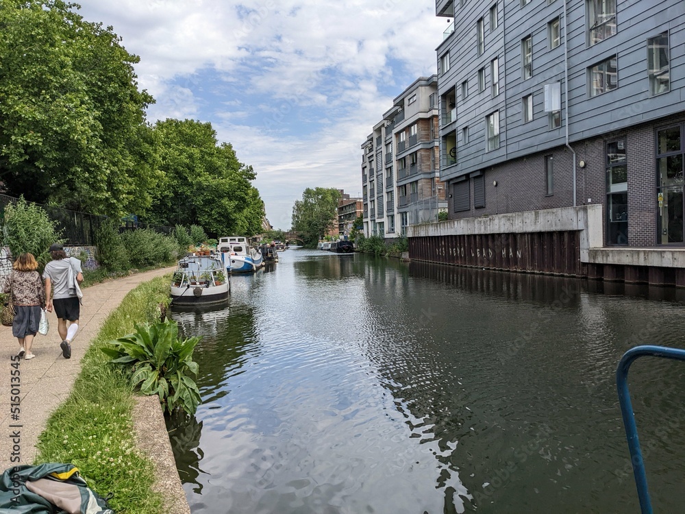 Overview of Regent's Canal in London, UK - June 2022