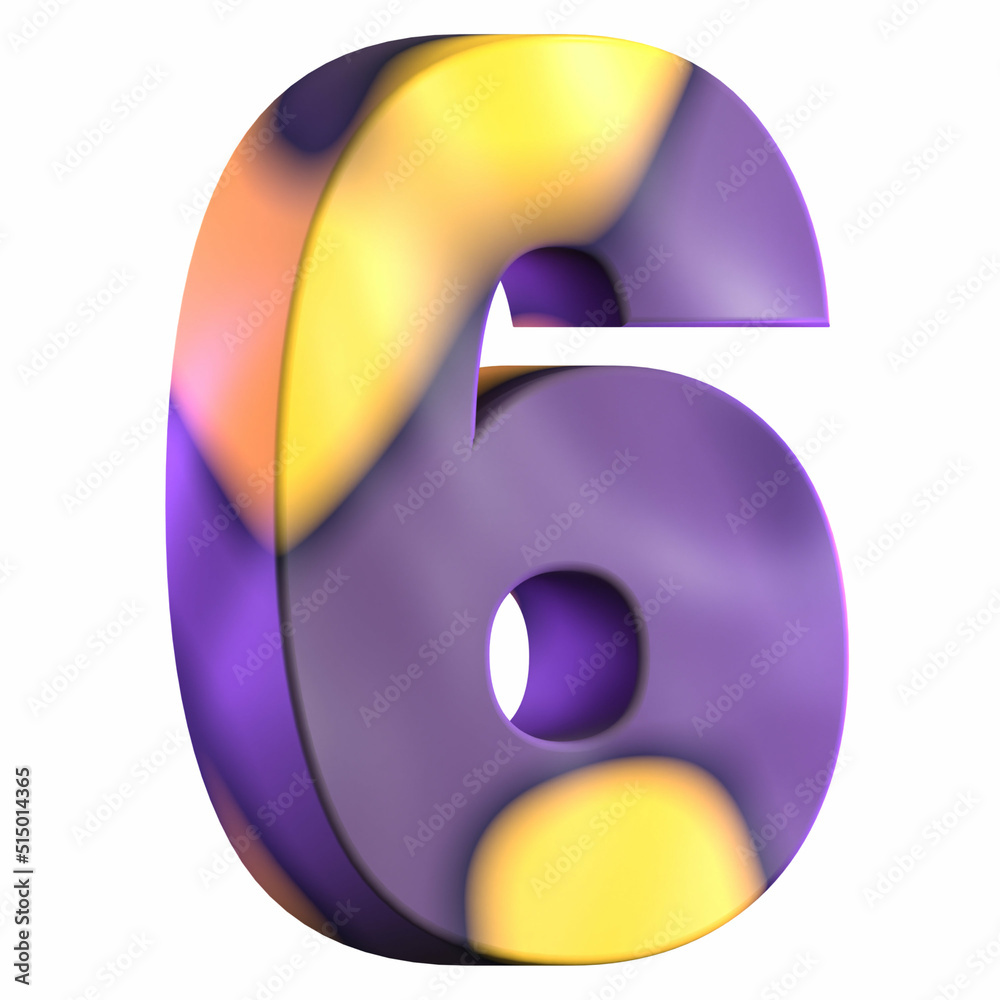 3d rendering number 6 isolated 3d rendering number 6 isolated