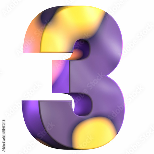 3d rendering number 3 isolated