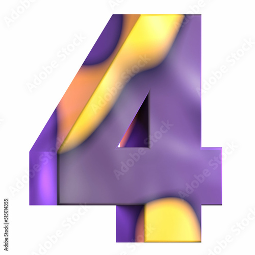 3d rendering number 4 isolated