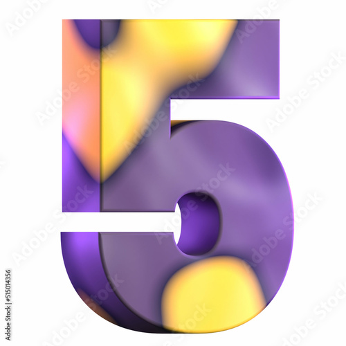 3d rendering number 5 isolated
