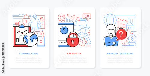 Economics and finance - line design style banners set