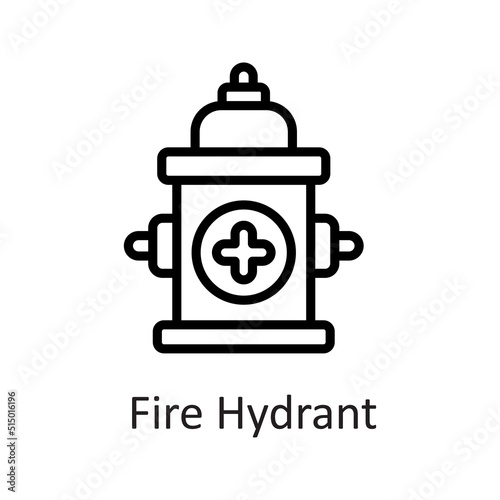 Fire Hydrant vector outline Icon Design illustration on White background. EPS 10 File