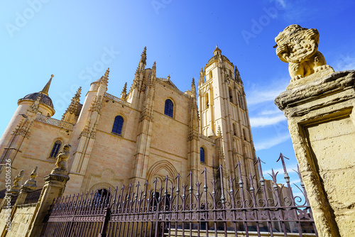 Main facade of the Gothic Cathedral of Segovia in the community of Castilla and Leon, Spain. photo