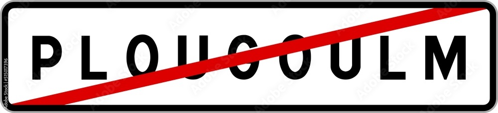 Panneau sortie ville agglomération Plougoulm / Town exit sign Plougoulm Panneau sortie ville agglomération Plougoulm / Town exit sign Plougoulm