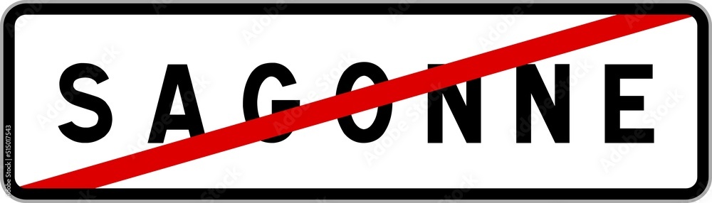 Panneau sortie ville agglomération Sagonne / Town exit sign Sagonne
