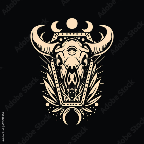 dark skull tattoo vector design