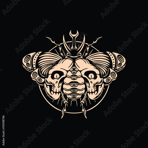 dark beetle tattoo vector design