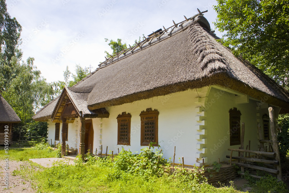 Traditional Ukrainian house of the 17-18th century in Cossack village (museum) Mamaeva Sloboda in Kyiv, Ukraine Traditional Ukrainian house of the 17-18th century in Cossack village (museum) Mamaeva Sloboda in Kyiv, Ukraine