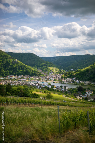 View form hill to Trarbach and mountains. (Germany)