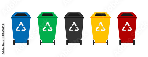Trash cans separate waste. Vector illustration. stock image.