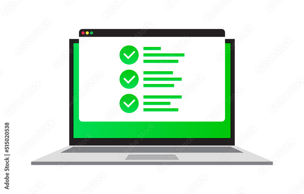 Laptop screen approval. Vector illustration. stock image. Laptop screen approval. Vector illustration. stock image.