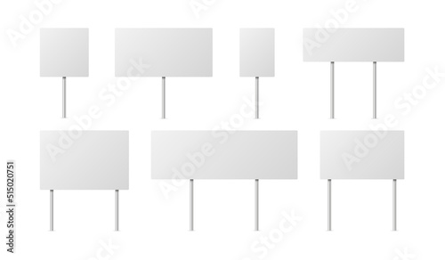White blank boards signs. Vector illustration. stock image.