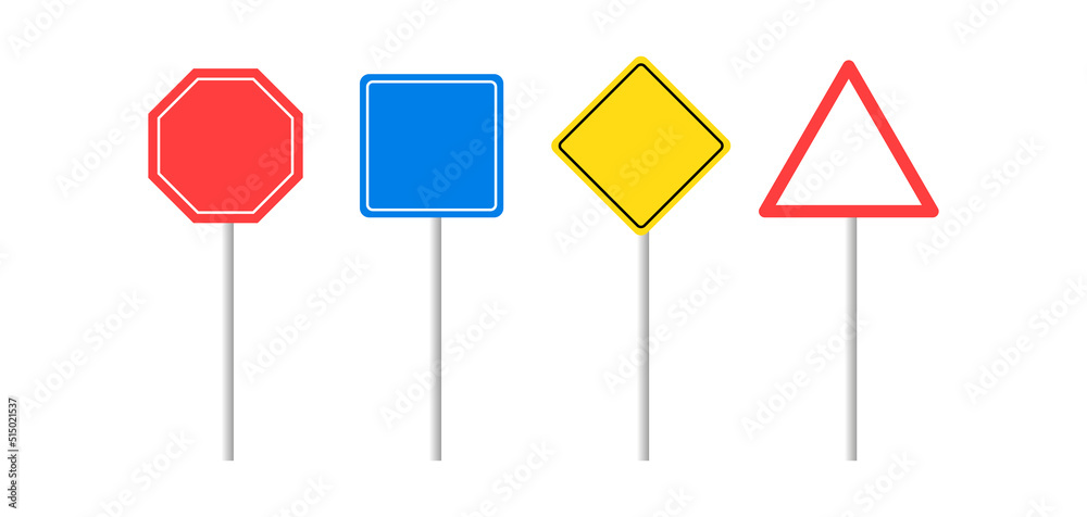 Realistic blank road signs. Vector illustration. stock image. Realistic blank road signs. Vector illustration. stock image.
