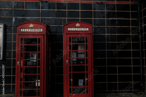 Traditional red telephone boxes