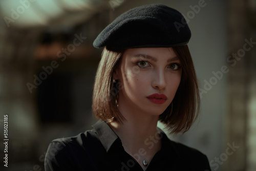 beautiful girl in beret photo