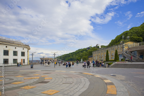 Poshtova Square near Kyiv River Station at summer day in Kyiv