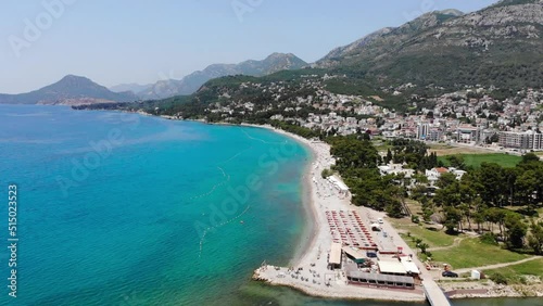 Beach holiday concept. Aerial view of Bar, famous resort town