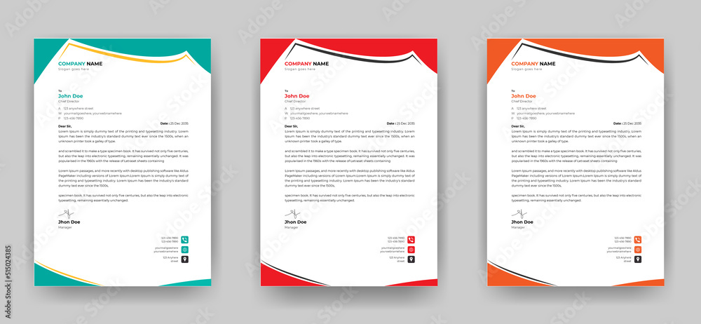 Modern business letterhead template, A4 size fully editable print ready	