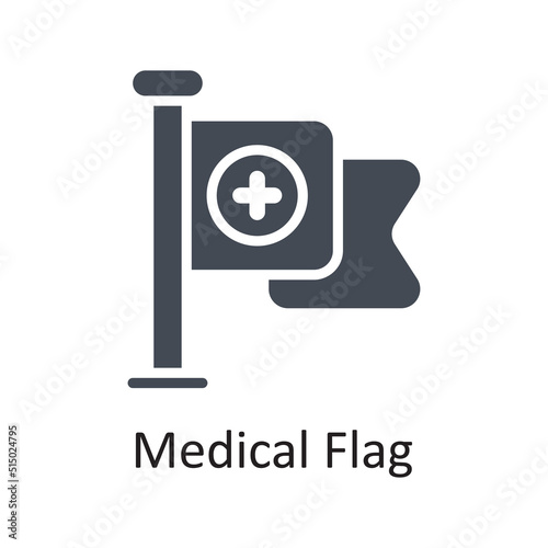 Medical Flag vector Solid Icon Design illustration on White background. EPS 10 File