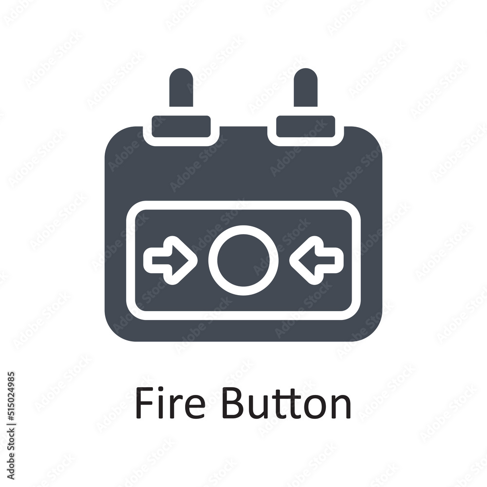 Fire Button vector Solid Icon Design illustration on White background. EPS 10 File
