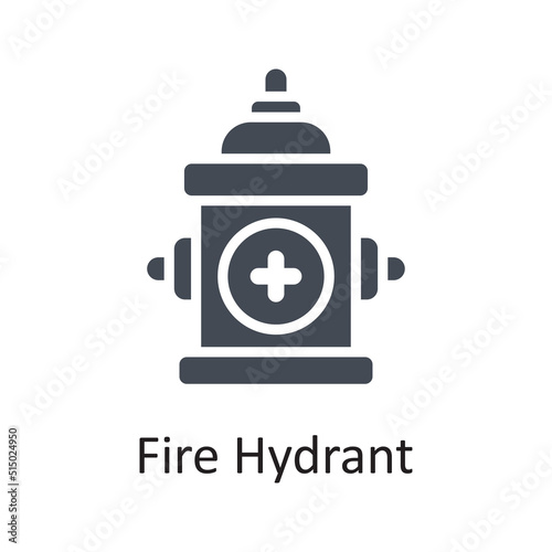 Fire Hydrant vector Solid Icon Design illustration on White background. EPS 10 File