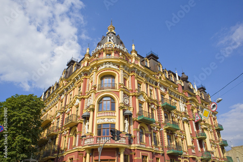 Famous Sirotkin's apartment house on Vladimirskaya Street in Kyiv, Ukraine 