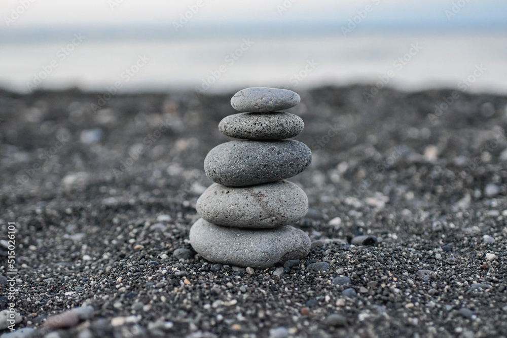 zen stones on the beach