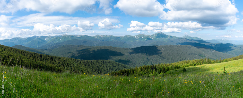 Mount Hoverla hanging peak of the Ukrainian Carpathians against the background of the sky and clouds