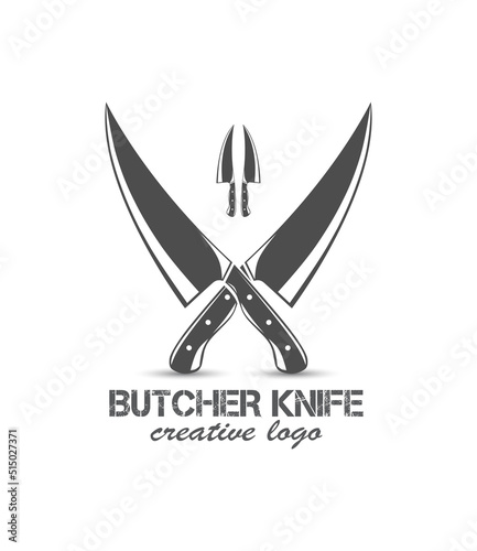 vintage knife logo, butcher logo vector