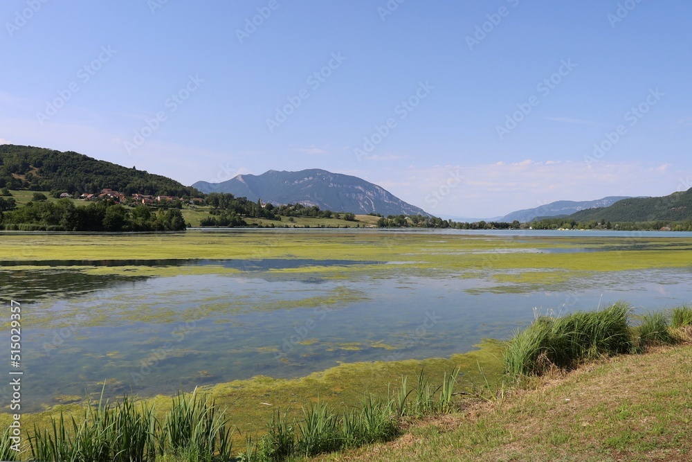 Le lac du lit au roi, village de Massignieu de Rives, département de l'Ain, France