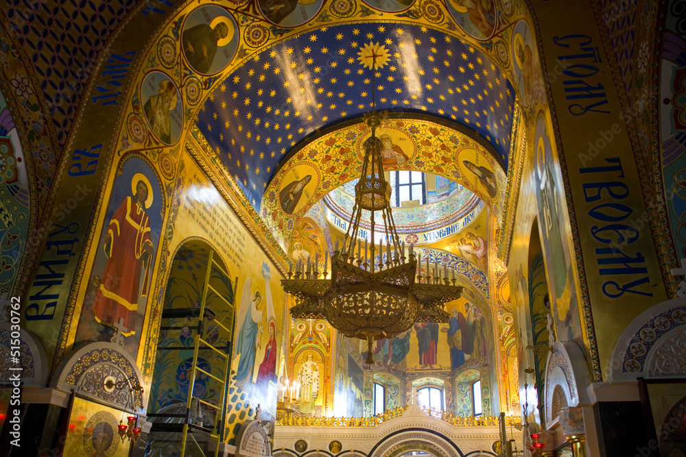  Interior of Trinity Church in Kitaev Monastery of the Holy Trinity (Kitaevo) in Kyiv, Ukraine