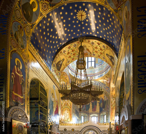 Interior of Trinity Church in Kitaev Monastery of the Holy Trinity (Kitaevo) in Kyiv, Ukraine	 photo