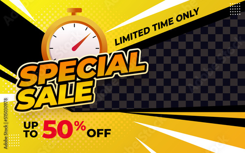 Special sale banner template with yellow color