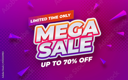Mega sale banner template. Editable text