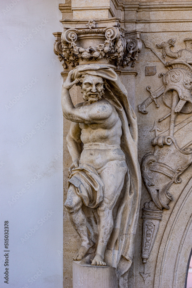 detail of the facade of the cathedral alba iulia romania