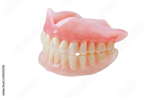 Dentures on a white background photo