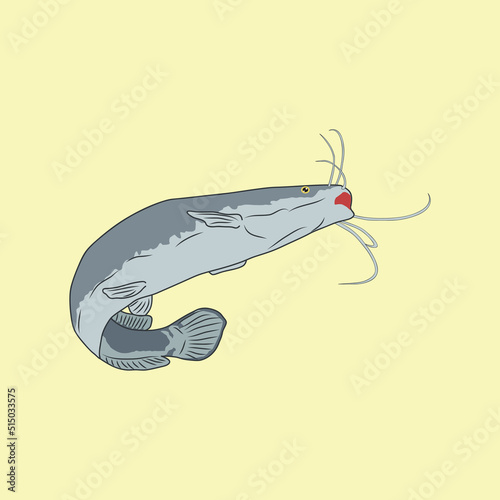 Catfish Illustration with Pastel Background Colors