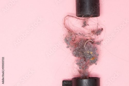 Canvas Print Vacuum cleaner clogged with garbage dirt and hair on a light background Dirt dus