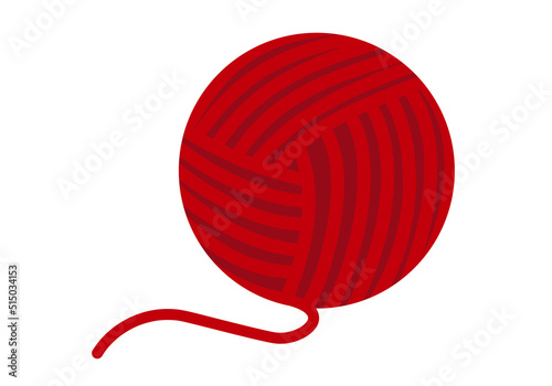 Ovillo de lana roja sobre fondo blanco
