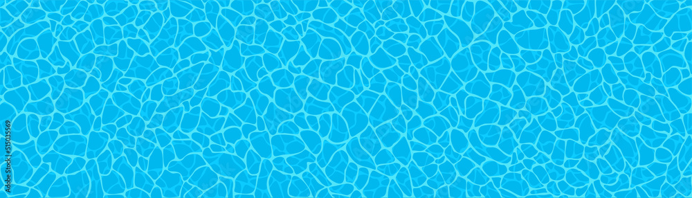 Blue swimming pool background. Long banner of water surface in pool. Vector illustration