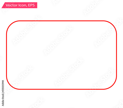 Rectangle Icon Red | Rounded Rectangles | Blank Box Symbol | Empty Frame Logo | Button Sign | Isolated | Variations