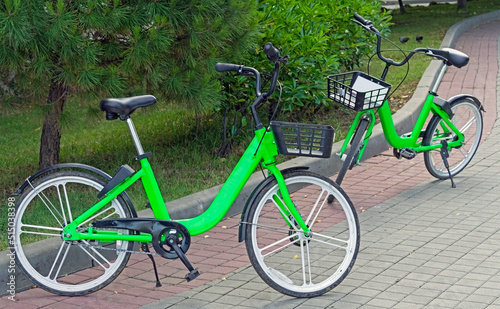 green bikes in the city park