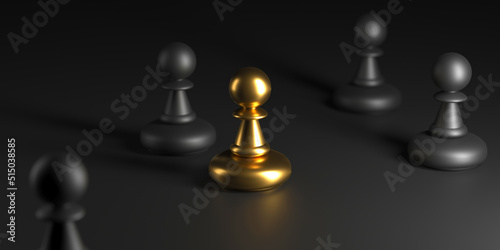 Chess pawn outstanding. Leadership concept. Competitive andvantage