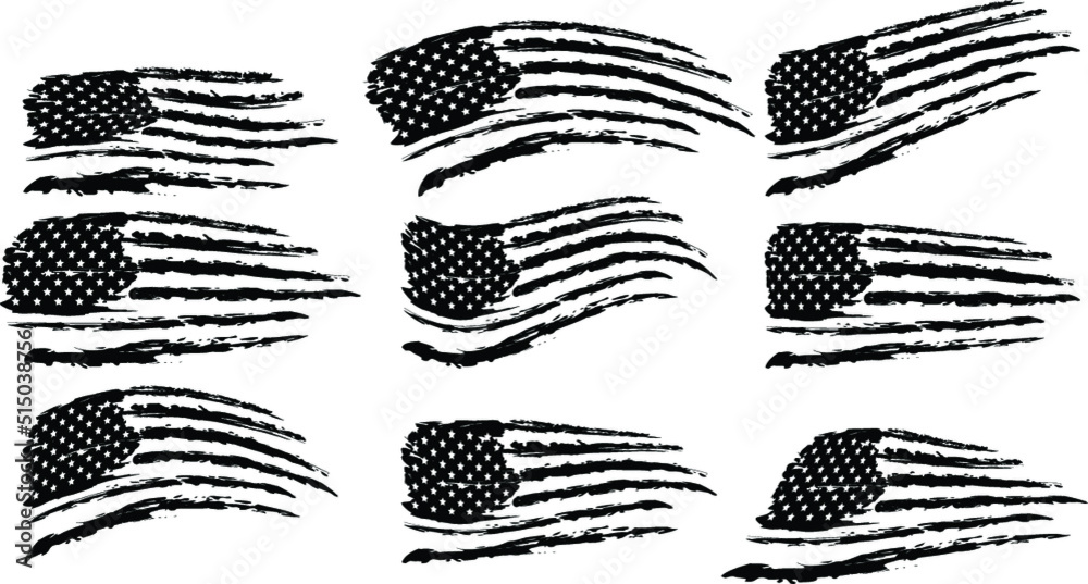 Vector Of The Distressed American Flag Bundle