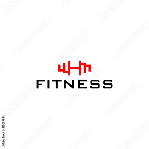 Initial letter WM MW logo with dumbbell shape vector