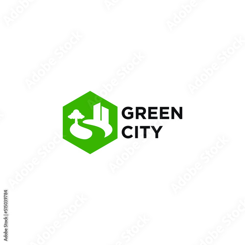 Green city logo design vector