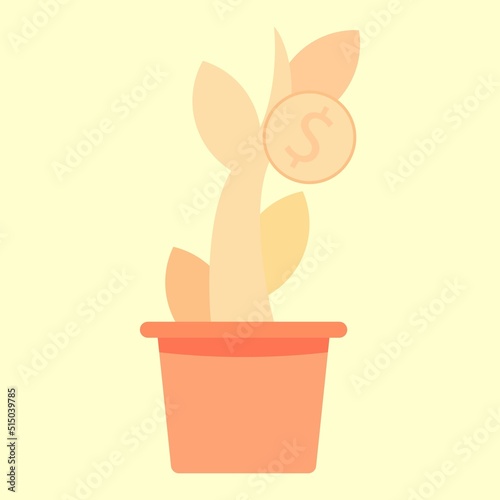 money tree with a coin with a dollar sign in yellow colors